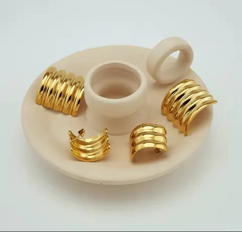 Tanya Wave Stud Earrings | Gold Stainless Steel