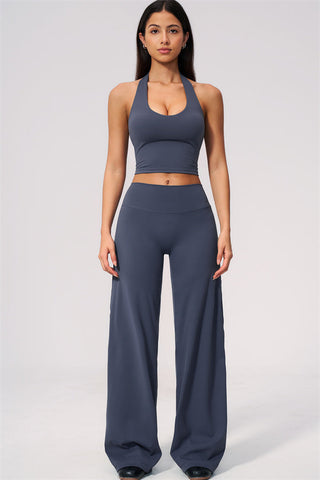 The Twirl Wide Strap Halter Crop Top
