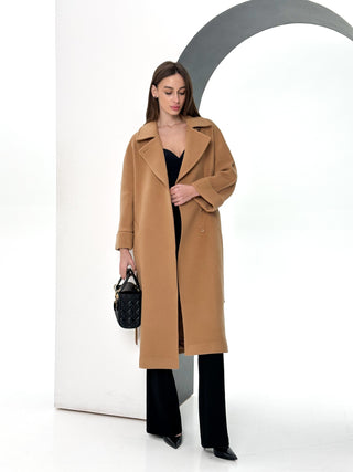 Monique Tailored Cashmere Wool Blend Coat in Bluff