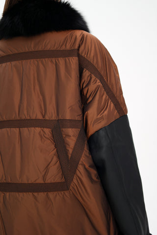 Sienna Genuine Lamb Leather Polar Fox Fur Trim Jacket in Umber