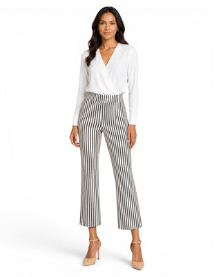 Krazy Larry P600 Pull on Wide Ankle Pant -Black/White Stripe