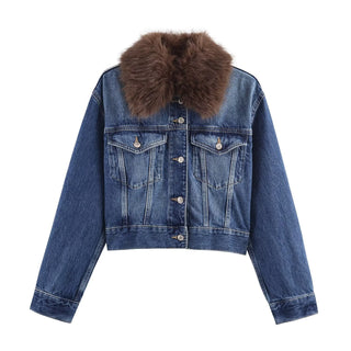 Women's Jacket Denim Fur Collar BYMANYC ® New York SOHO DENIM FUR COLLAR - New Collection