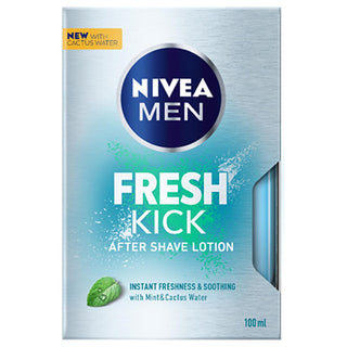 NIVEA Men Fresh Kick After Shave Lotion 100ml - Soothing Cactus Extract for Men, Dermatologically Tested, Refreshing Post Shave Care - Glamourous Grace