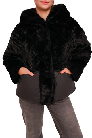 Montana Eco-Fur Down Coat in Black