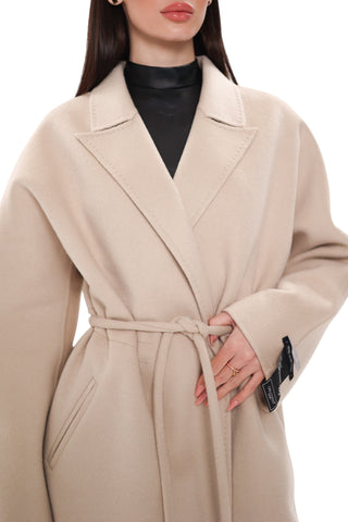 Margaret Premium Lana Wool Cashmere Coat in Royal Creme