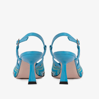 The Napoli Blue Leather Slingback Women Sandal - Glamourous Grace
