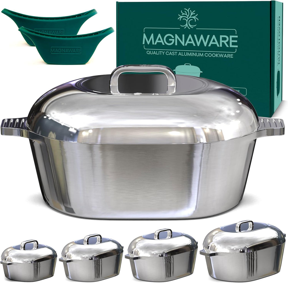 Ultimate Oval Collection - 4-Piece Cast Aluminum Oval Dutch Oven Set Includes 11", 13", 15" & 18" Ovals - Glamourous Grace