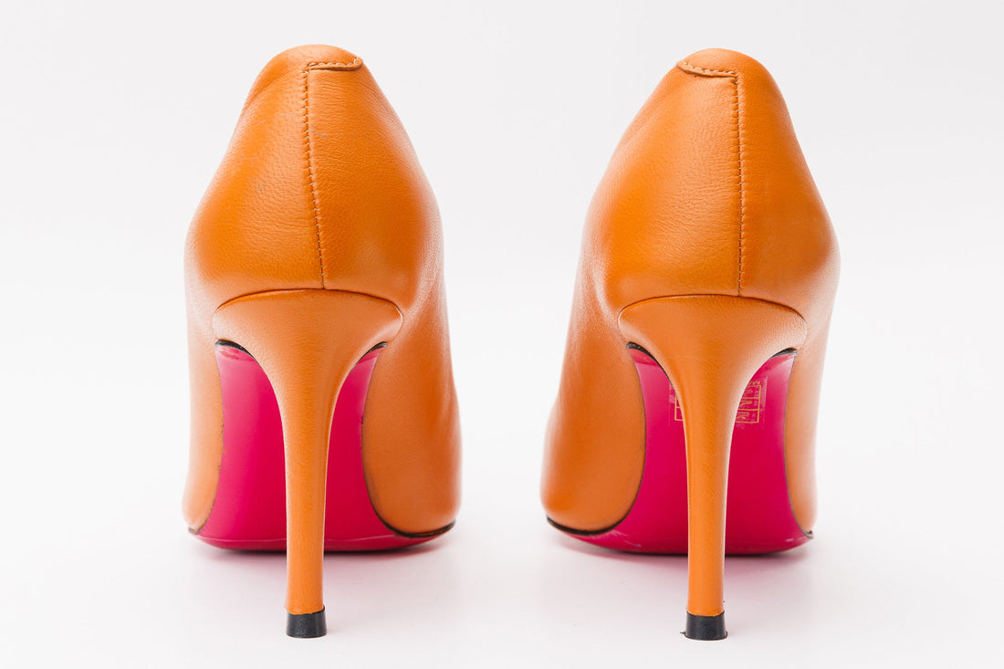 The Maneadero Orange Leather Pump Fuchsia Sole Women Shoe - Glamourous Grace
