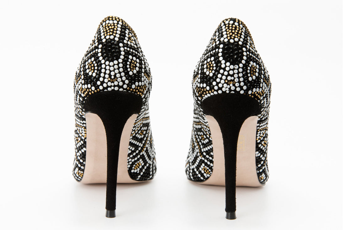 The Nampula Black Glitter Leather Pump Women Shoe - Glamourous Grace