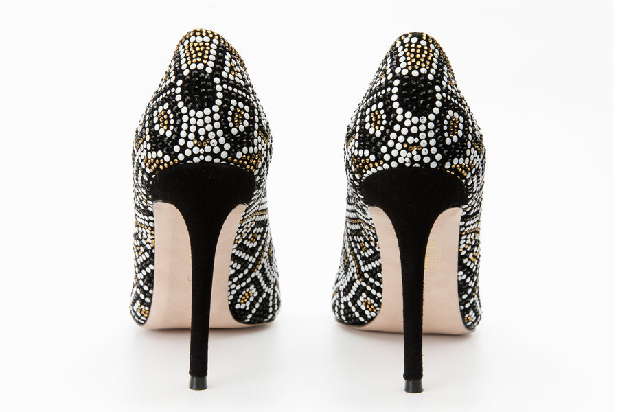The Nampula Black Glitter Leather Pump Women Shoe - Glamourous Grace