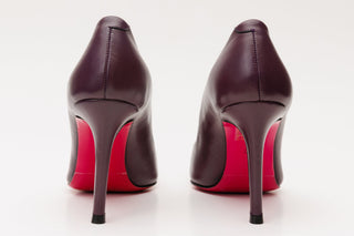 The Maneadero Dark Purple Leather Pump Fuchsia Sole Women Shoe - Glamourous Grace