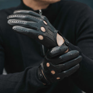 Mario (black) - Italian lambskin leather driving gloves - Glamourous Grace