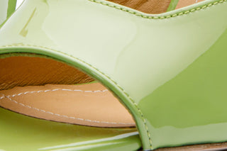 The Butterfly Block Heel Green Patent Leather Sandal Final Sale! - Glamourous Grace