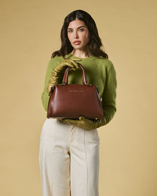 Zita (brown) - Italian calf leather women's handbag (with shoulder strap) - Glamourous Grace