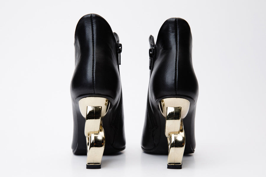 The Abriel Black Leather Ankle Women Boot - Glamourous Grace