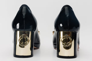 The Fano Black Leather Cap Toe Block Heel Pump Women Shoe - Glamourous Grace