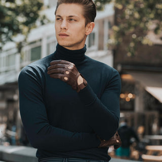 Mario (brown) - Italian lambskin leather driving gloves & touchscreen feature - Glamourous Grace
