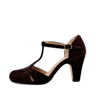 Mulberry Suede T-Strap Heels - Glamourous Grace