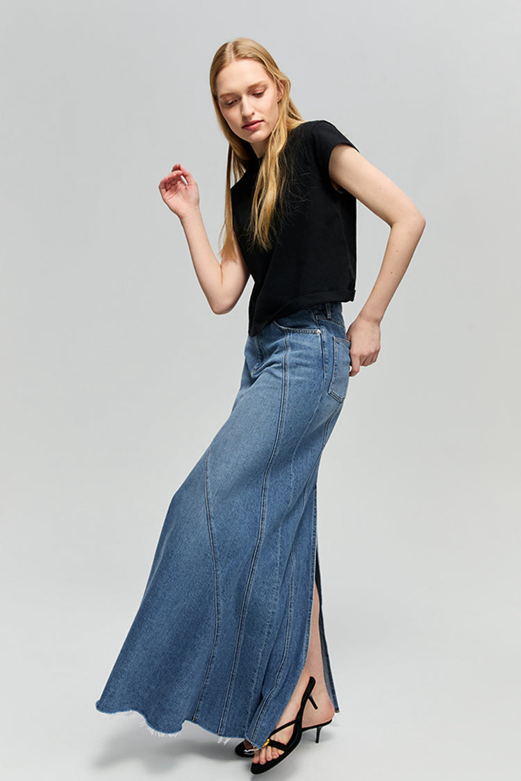 Ocean Wave Denim Skirt HJ821 - Glamourous Grace