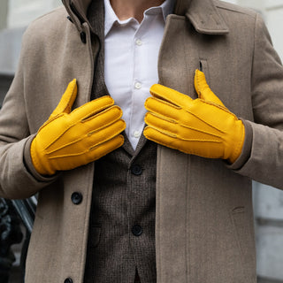 Matteo (yellow) - Italian gloves made of American deerskin leather with cashmere lining - Glamourous Grace