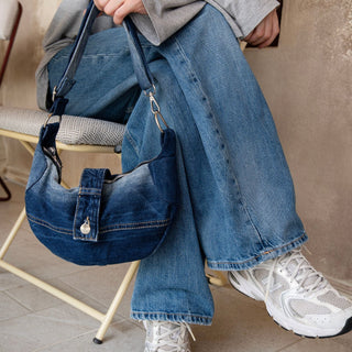 Brooklyn Crescent — Upcycled Denim Crossbody