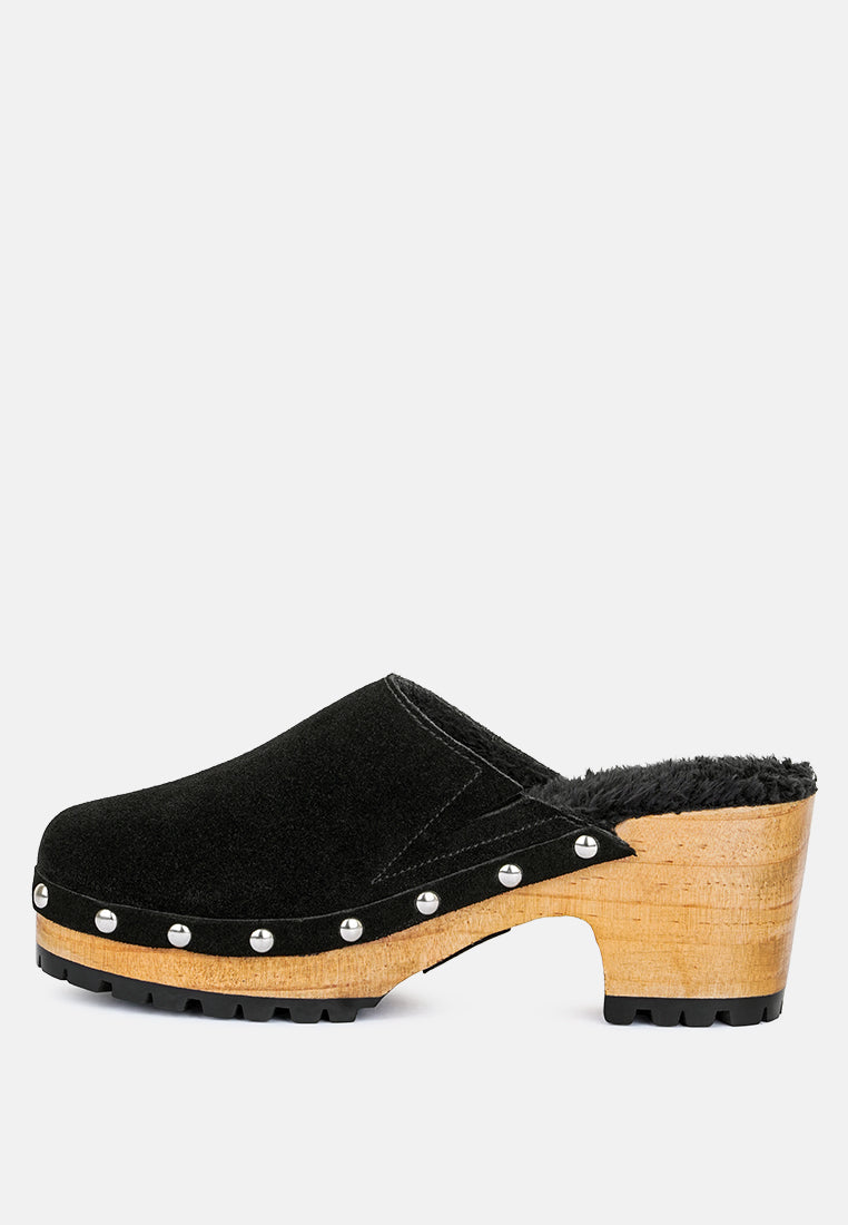 Tulley Suede Clogs Mules - Glamourous Grace