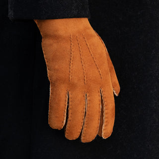 Tommaso - Italian suede leather gloves with luxurious natural sheep fur lining - Glamourous Grace