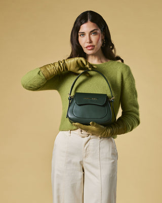 Ottavia (green) - Italian calf leather women's crossbody bag (with shoulder strap) - Glamourous Grace