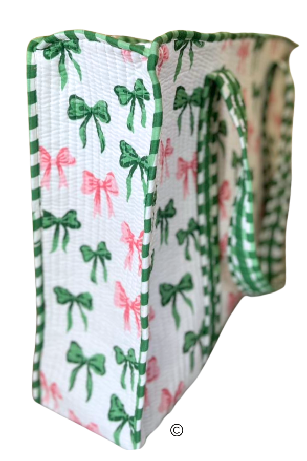 SC - Southern Belle Pink and Green Bow Tote bag - Glamourous Grace