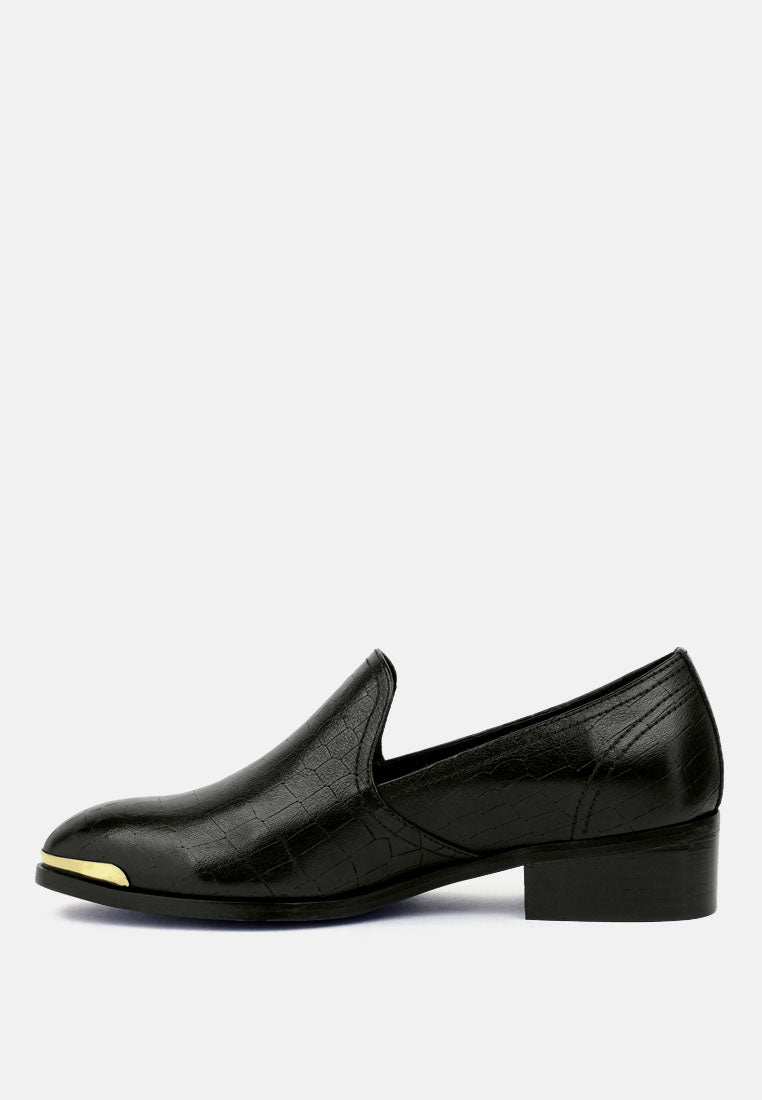 Lilliam Metal Highlight Casual Leather Loafers - Glamourous Grace