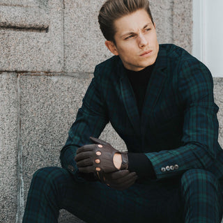 Mario (dark brown) - Italian lambskin leather driving gloves - Glamourous Grace