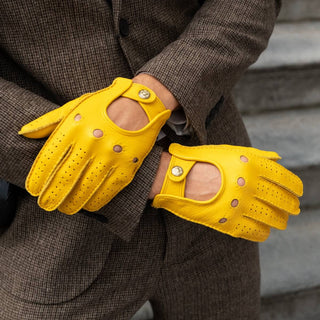 Leonardo (yellow) - Italian driving gloves made of American deerskin leather - Glamourous Grace
