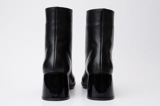The Tackle Black Leather Block Heel Women Boot