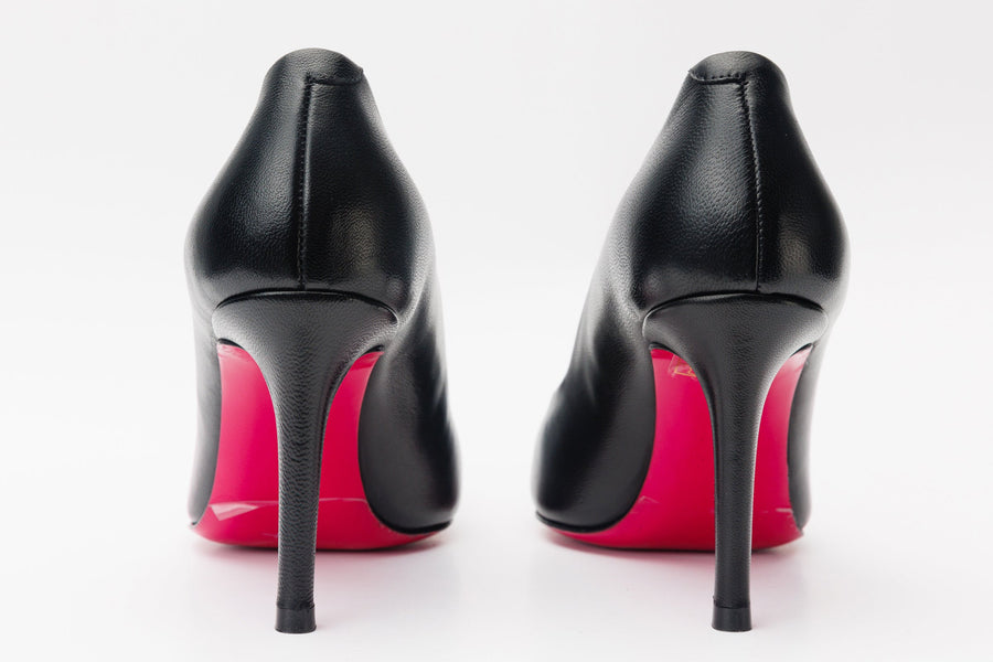The Maneadero Black Leather Pump Fuchsia Sole Women Shoe - Glamourous Grace