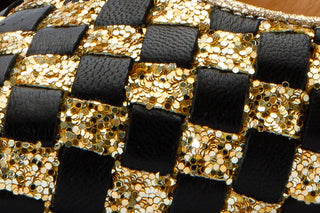The Saks Tory Gold & Black Handwoven Leather Pump Women Shoe - Glamourous Grace