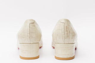 The Foggia Cream Leather Block Heel Pump Women Shoe - Glamourous Grace
