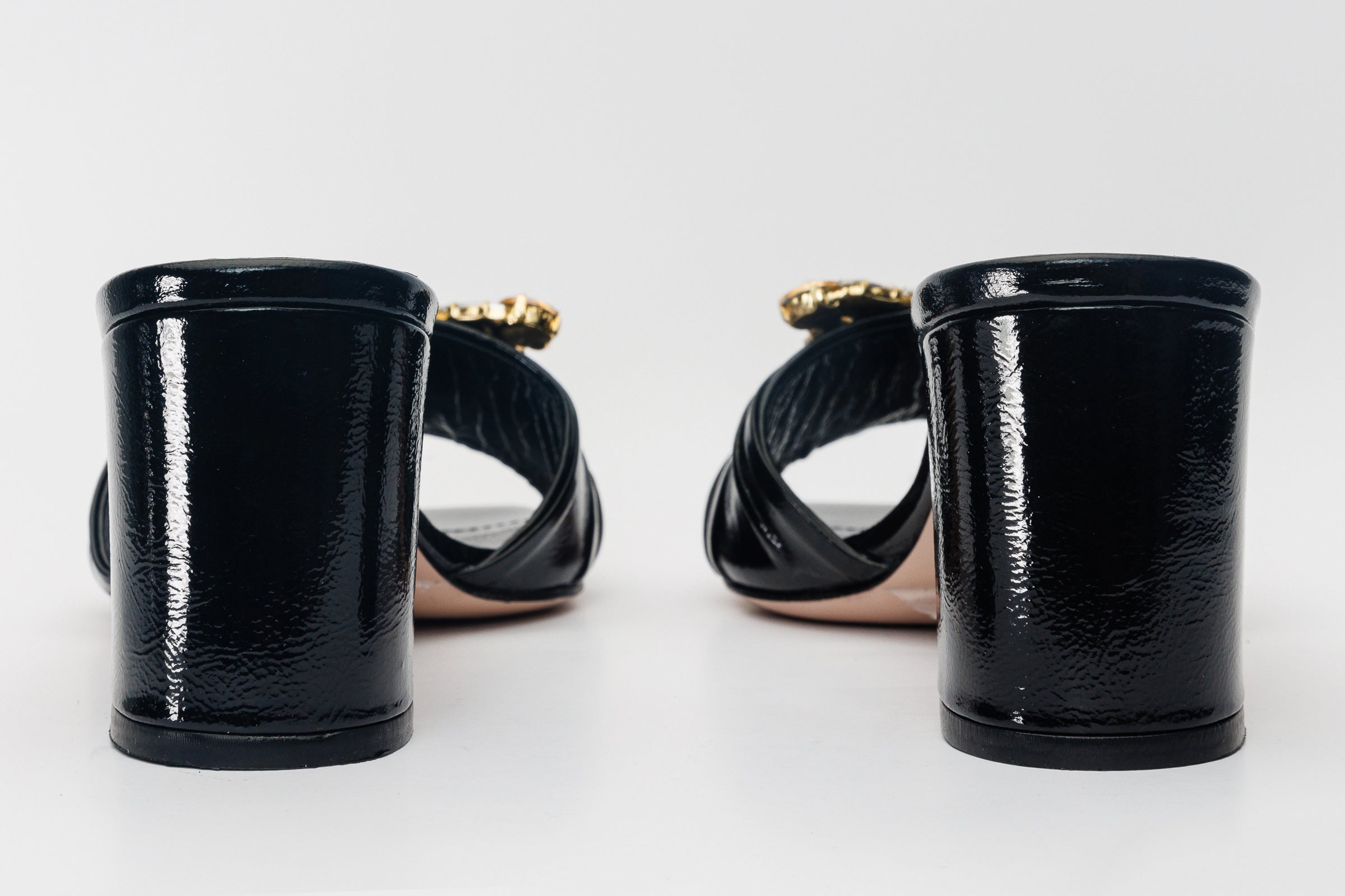 The Micro Black Leather Women Sandal - Glamourous Grace