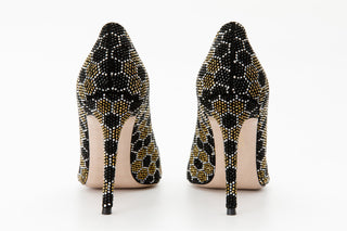 The Bolu Black & Gold Glitter Leather Pump Women Shoe - Glamourous Grace