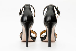 The Aksu Black Leather Ankle Strap Women Sandal Final Sale! - Glamourous Grace