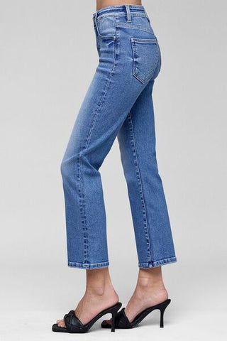 RISEN Tummy Control High Rise Crop Straight Leg Jeans
