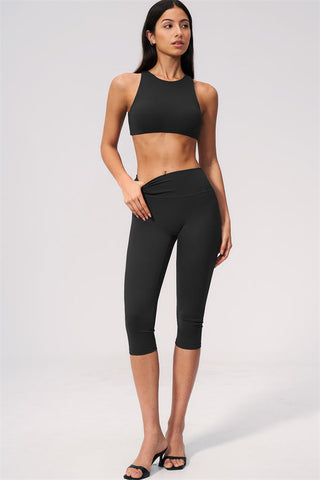 The Twirl Open Back Sports Bra Capri Leggings 2-Piece Set