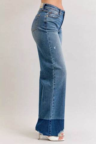 Judy Blue Raw Hem High Waist Straight Leg Jeans