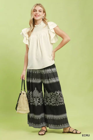 Umgee Smocked Ruffle Sleeve Textured Top - Glamourous Grace