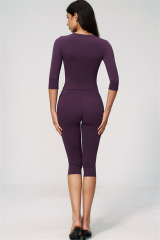 The Natalia Half-Sleeve Top Capri Leggings 2-Piece Set