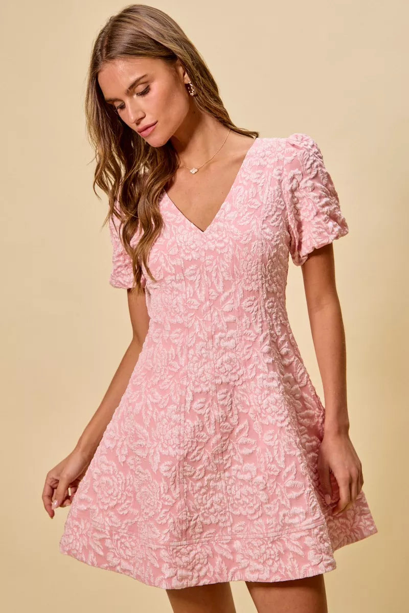 SO ME Floral Jacquard Fit And Flare Daily Mini Dress (M) - Glamourous Grace