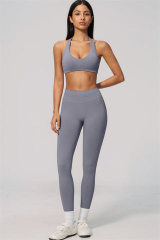 The Velvetine Halter Sports Bra Leggings 2-Piece Set