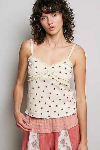 POL Star Printed Lightweight Ribbed Knit Cami - Glamourous Grace