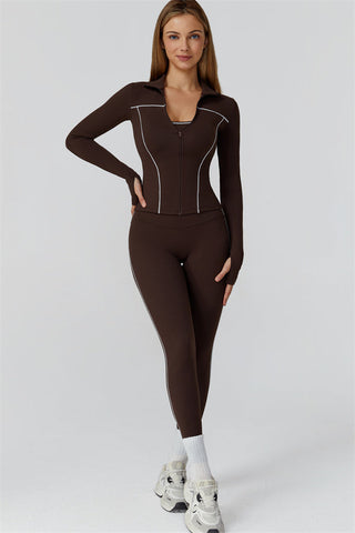 The Venus Zip Top Sports Bra Leggings 3-Piece Set