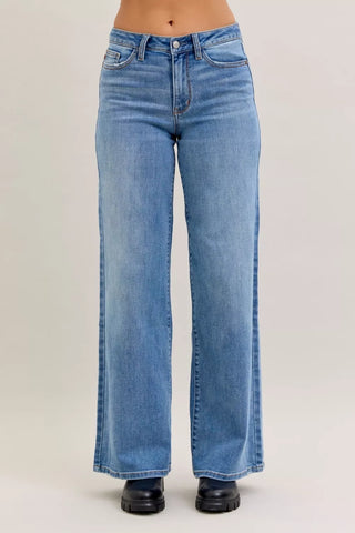 Judy Blue Mid Rise Retro Wide Leg Jeans
