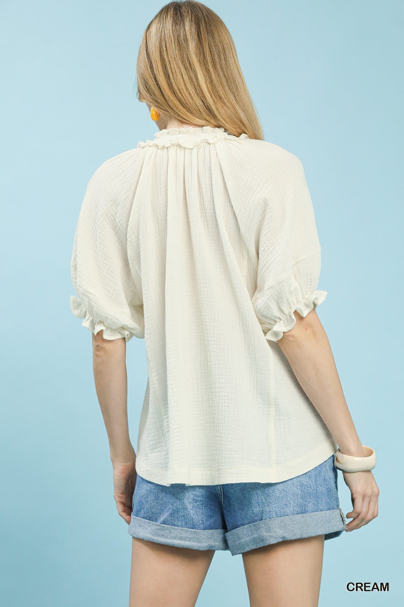 Umgee Cotton Gauze Ruffle Top - Glamourous Grace